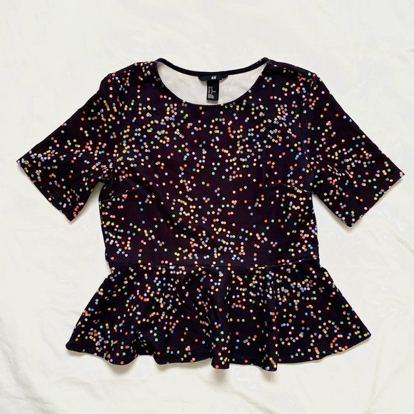 H&M peplum top with rainbow confetti polka dots - Picture 5 of 5